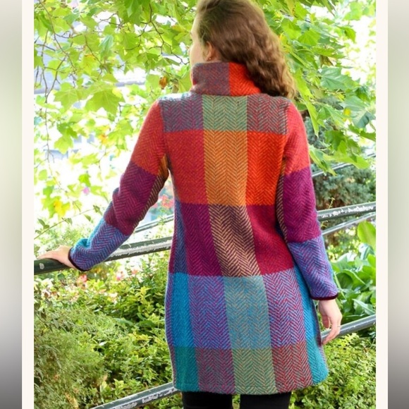 Aran Sweater Market- Emma Tweed Herringbone Coat - Donegal Red - Picture 3 of 5